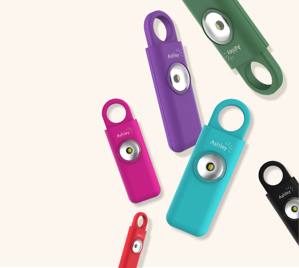 Ashley personal safety alarms in a range of colours